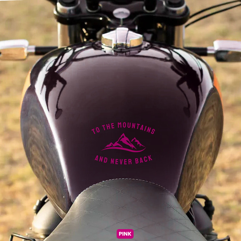 Load image into Gallery viewer, Premium Vinyl Based Sticker Decal &quot;TO THE MOUNTAINS AND NEVER BACK&quot; (pack of 2 pcs) for Cars &amp; Bikes - MADOVERBIKING -  MADOVERBIKING
