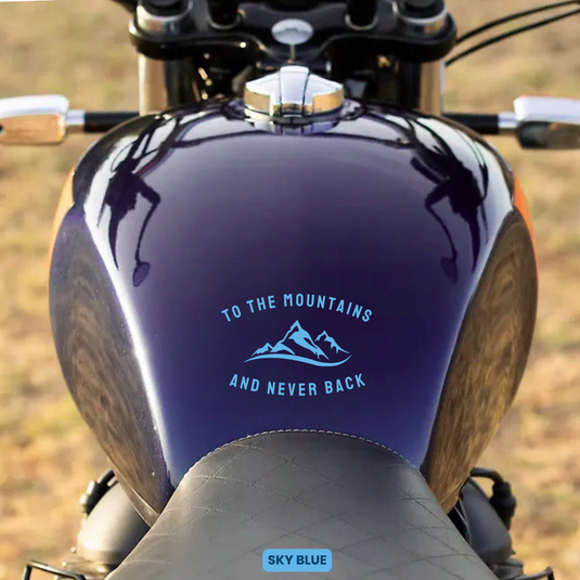 Premium Vinyl Based Sticker Decal "TO THE MOUNTAINS AND NEVER BACK" (pack of 2 pcs) for Cars & Bikes - MADOVERBIKING -  MADOVERBIKING