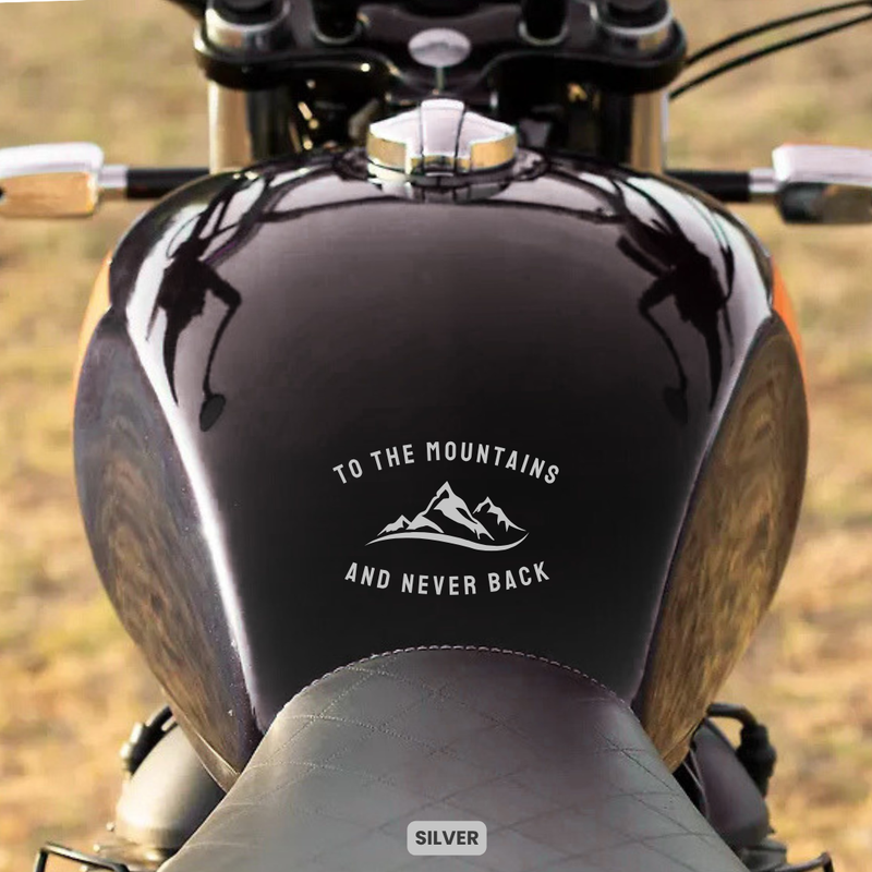 Load image into Gallery viewer, Premium Vinyl Based Sticker Decal &quot;TO THE MOUNTAINS AND NEVER BACK&quot; (pack of 2 pcs) for Cars &amp; Bikes - MADOVERBIKING -  MADOVERBIKING
