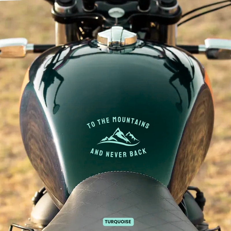 Load image into Gallery viewer, Premium Vinyl Based Sticker Decal &quot;TO THE MOUNTAINS AND NEVER BACK&quot; (pack of 2 pcs) for Cars &amp; Bikes - MADOVERBIKING -  MADOVERBIKING
