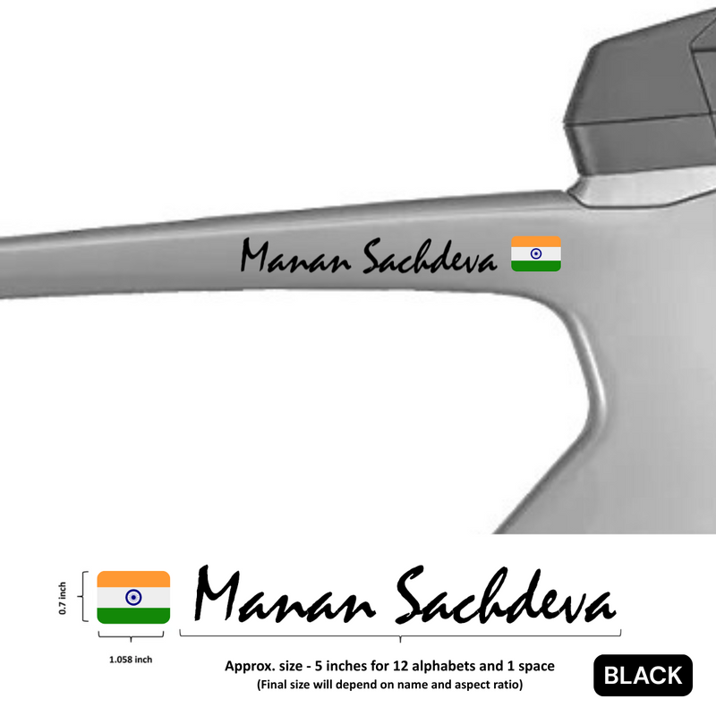Load image into Gallery viewer, Premium Cyclist Name Sticker Decal with Indian Flag (set of 2) - MADOVERBIKING -  MADOVERBIKING
