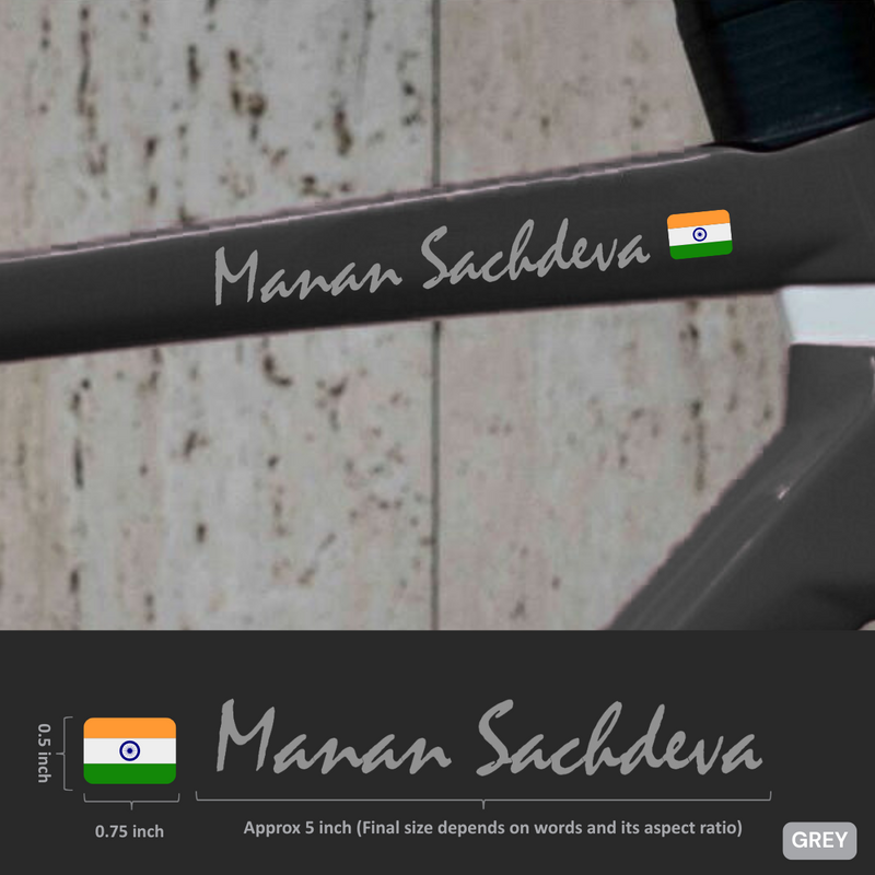 Load image into Gallery viewer, Premium Cyclist Name Sticker Decal with Indian Flag (set of 2) - MADOVERBIKING -  MADOVERBIKING
