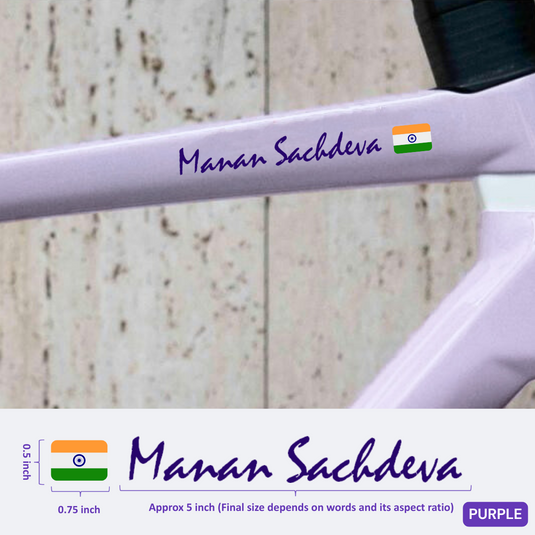 Premium Cyclist Name Sticker Decal with Indian Flag (set of 2) - MADOVERBIKING -  MADOVERBIKING