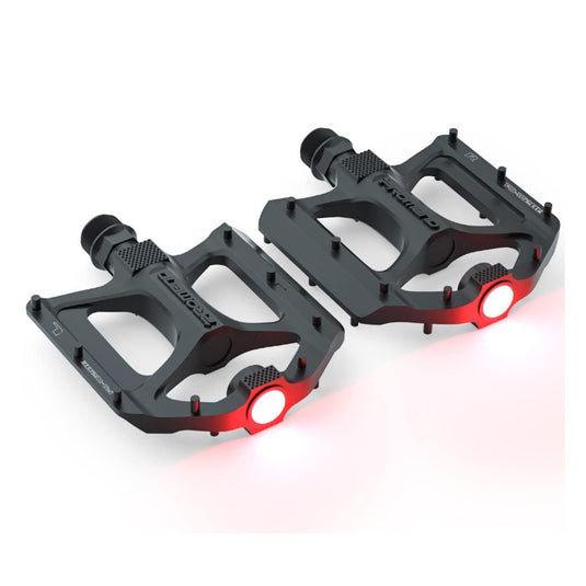 Promend Aluminium Alloy Du Bearing Lightweight Bicycle Pedals With Wide Platform, 16 Anti-Skid Pins For Road Mountain Bmx Mtb Bike (With Safety Light) - MADOVERBIKING