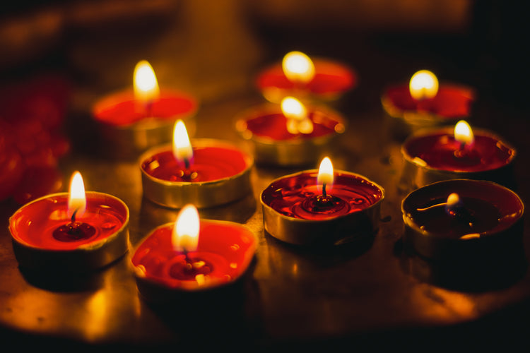 red-tealights-arranged-for-diwali - MADOVERBIKING