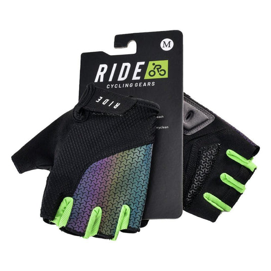 RIDE CYCLING PREMIUM UNISEX GLOVES-BLACK/GREEN (HALF FINGERS)