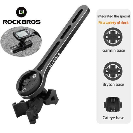 Rockbros Bike Computer Mount, Out Front Aluminum Bicycle Computer Mount for Road Bikes Aero Integrated Handlebar Compatible with Garmin, Wahoo, Bryton and GoPro - MADOVERBIKING