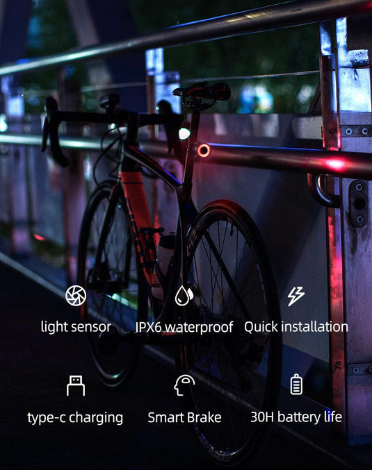 Rockbros Bike Tail Light Rear Bike Light Rechargeable Bike Rear Light Waterproof Bike Taillight - MADOVERBIKING
