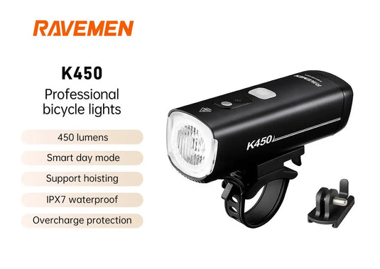 RAVEMEN FRONT LIGHT | K450 - 450 LUMENS, UPTO 28 HR BATTERY
