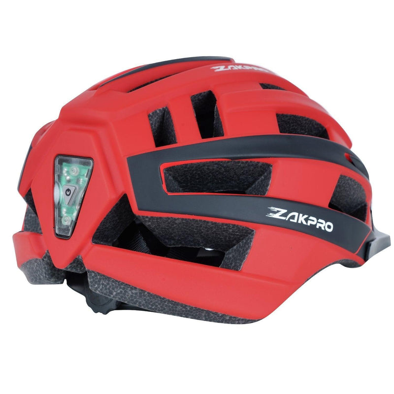 Load image into Gallery viewer, ZAKPRO MTB Inmold Cycling Helmet with Rear LED Flicker Lights - Uphill Series (Red) - MADOVERBIKING
